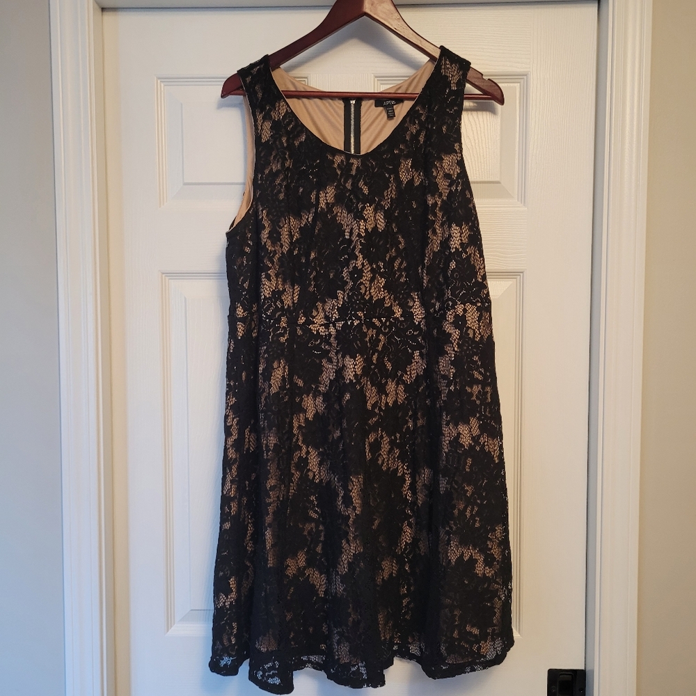 Apt. 9 Black Lace Overlay Nude Slip Dress